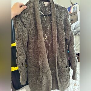Cozy Knit Open-Front Sweater - Olive Green